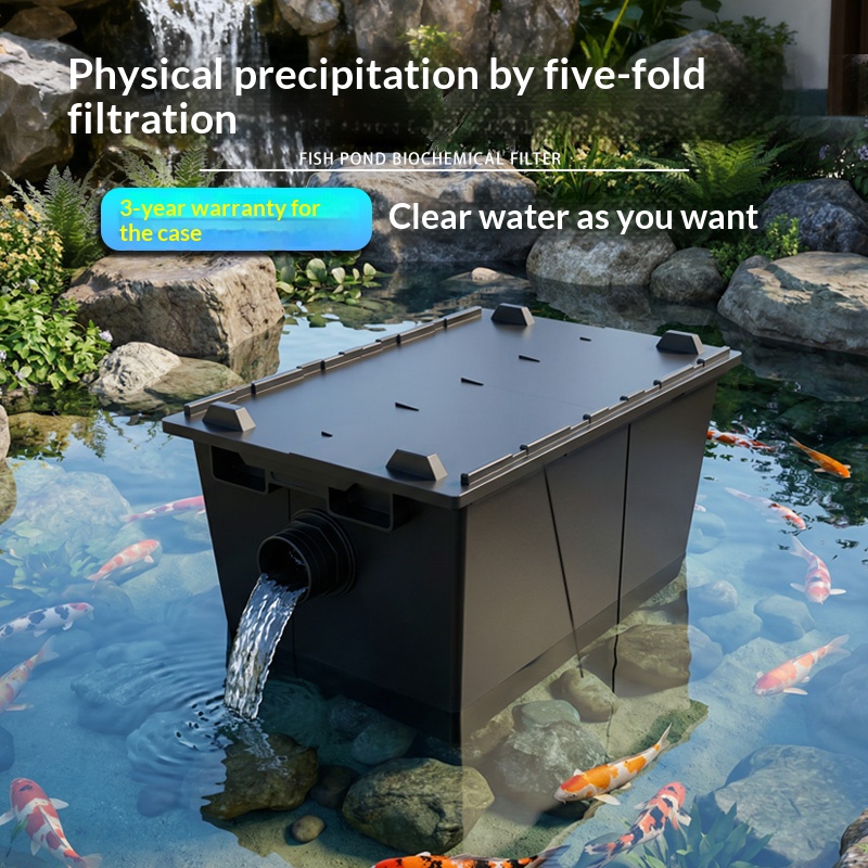 Aquarium Fish Koi - 水槽、魚池、四角いプラスチック製ろ過システム、鯉箱、大型生物ろ過器、ポンプ付き、UVランプ、UV抑制器
