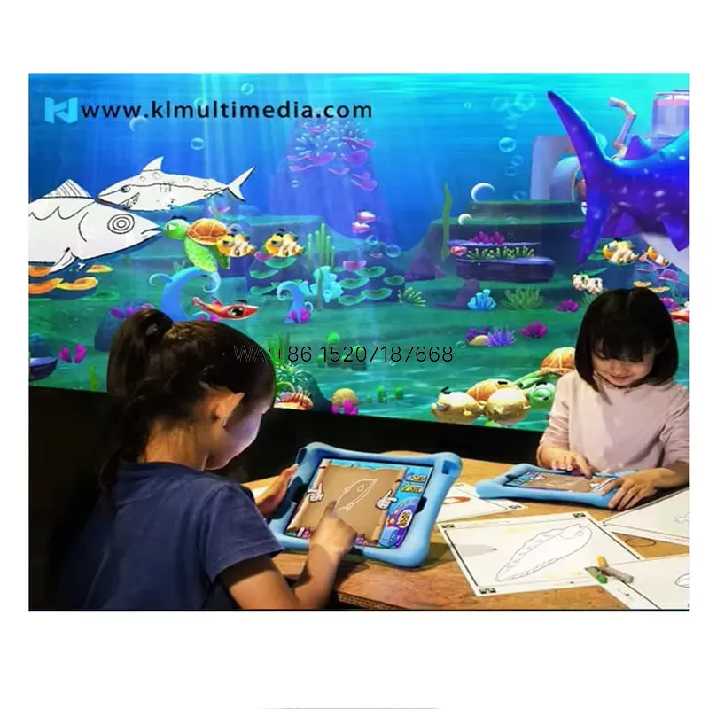 Aquarium Fish Game - インタラクティブペイントゲーム用Wmwmnuウォール3DマジックAR描画プロジェクター、子供向け水族館の魚を描くプロジェクション