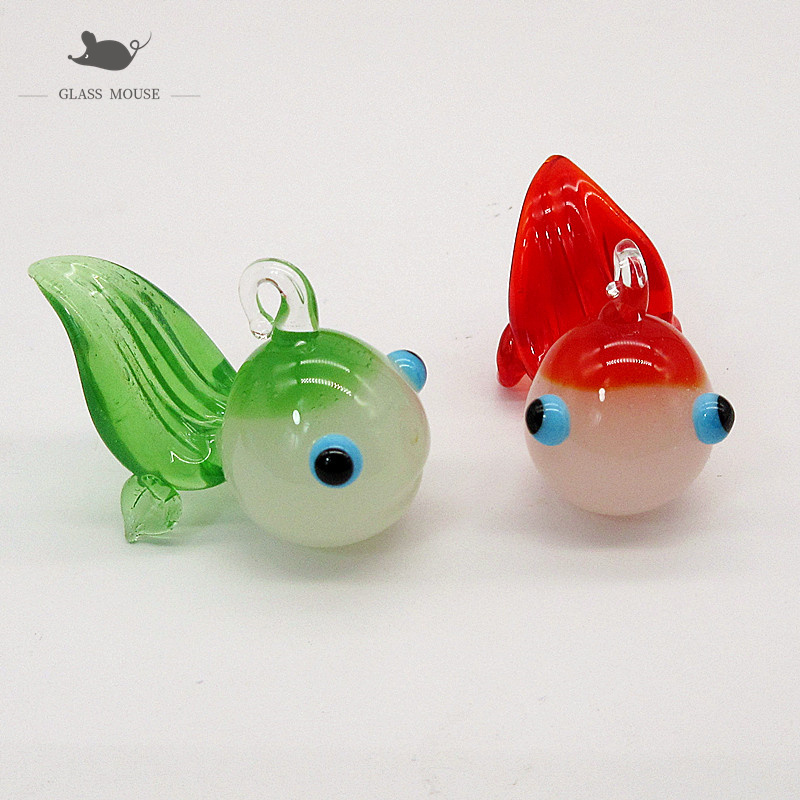 Aquarium Fish Goldfish - カスタム翡翠色手作りガラス金魚飾りペンダントホーム水族館の水槽タンククリスマス装飾ミニ動物の置物