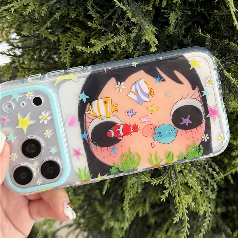 夏の水槽観賞フィッシュタンク漫画風スマホケース iPhone - Aquarium Fish Logo のレビューと価格