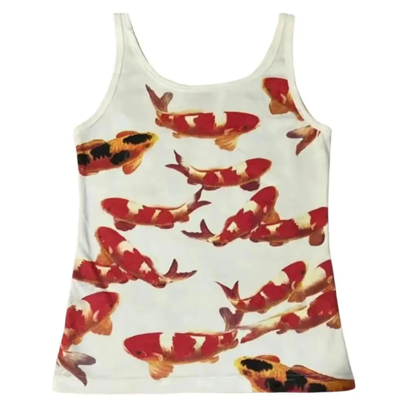 ヨーロッパ系アメリカ人のグランジスタイルストリートトップス夏 - Aquarium Fish Koi のレビューと価格