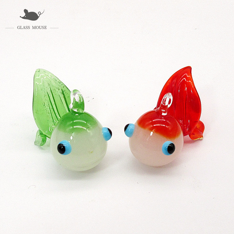 カスタム翡翠色手作りガラス金魚飾りペンダントホーム水族館の水 - Aquarium Fish Goldfish のレビューと価格