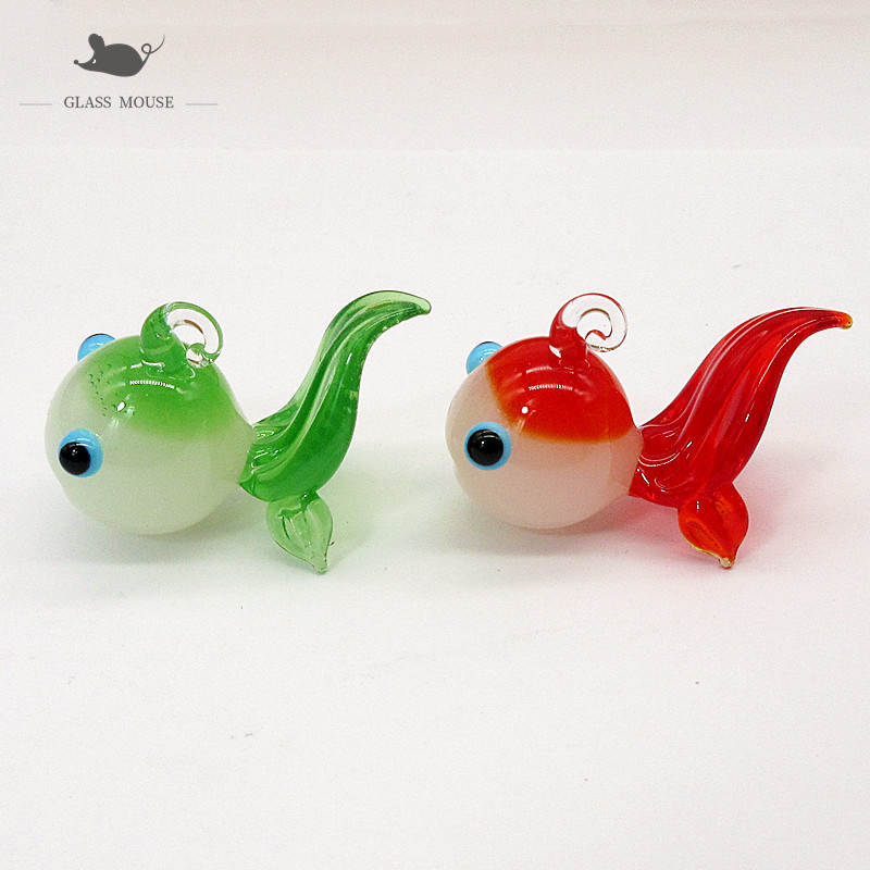 カスタム翡翠色手作りガラス金魚飾りペンダントホーム水族館の水 - Aquarium Fish Goldfish のレビューと価格