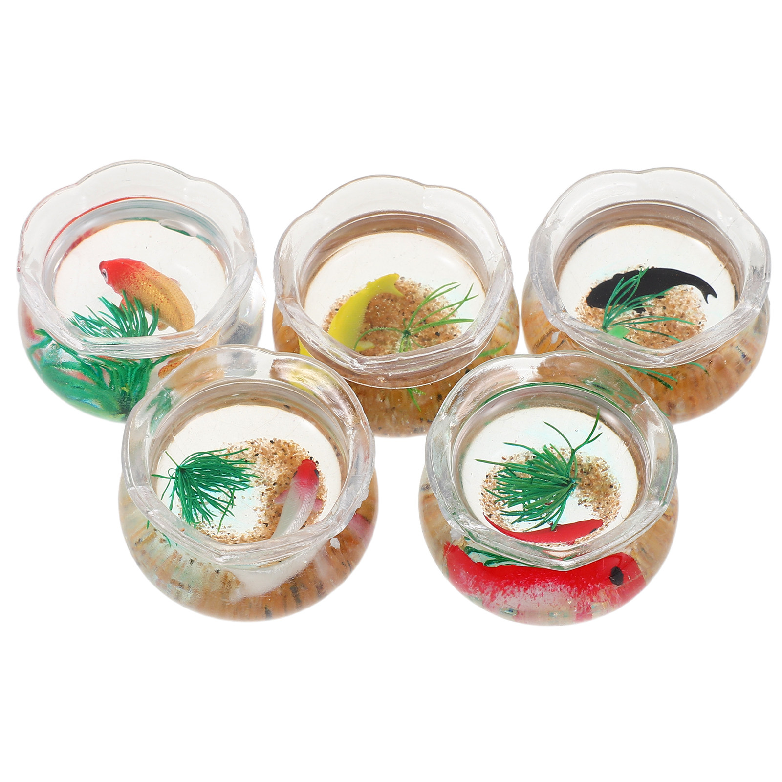 5個入り ミニチュア魚鉢、リアルな鯉の水槽、小さな丸型、人工 - Aquarium Fish Koi のレビューと価格